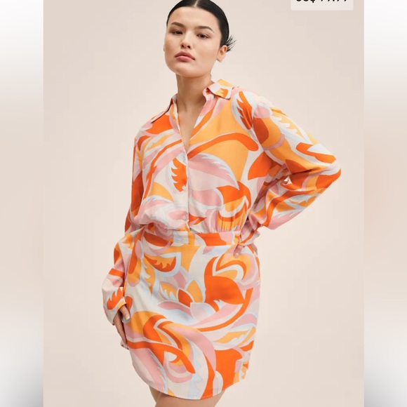 Mango Printed Flowy Dress Sz. M - Picture 9 of 13